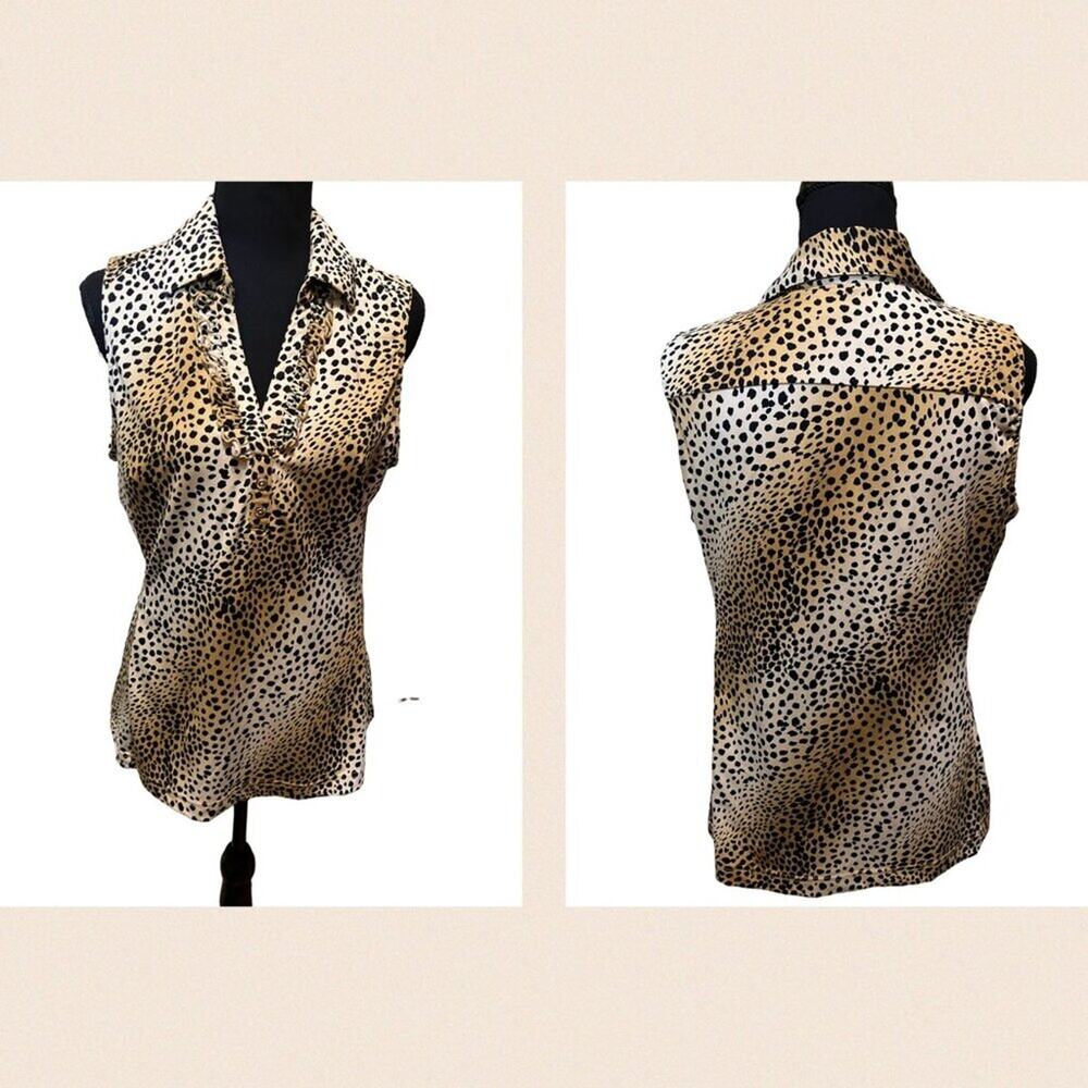 Sport Haley Animal print sleeveless with v neck and ruffles (M) Golf- Pickleball